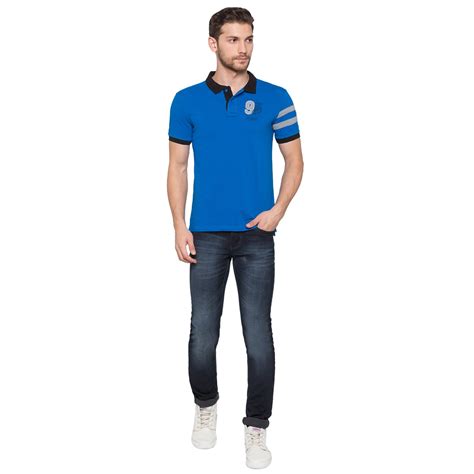 Globus Blue Solid Polo T Shirt Globus Fashion