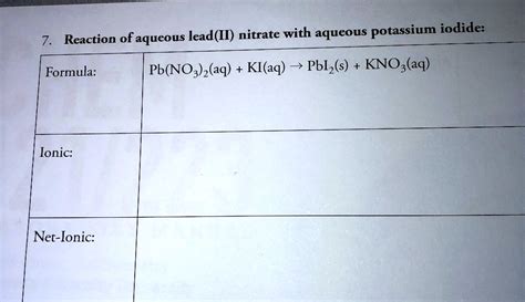 Solved Reaction Of Aqueous Leadii Nitrate With Aqueous Potassium