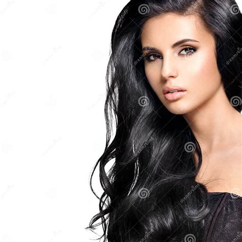 Beautiful Brunette Woman With Long Black Hair Stock Image Image Of