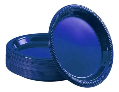 Platos Desechables De Plastico Cm Color Azul Piezas Mercadolibre