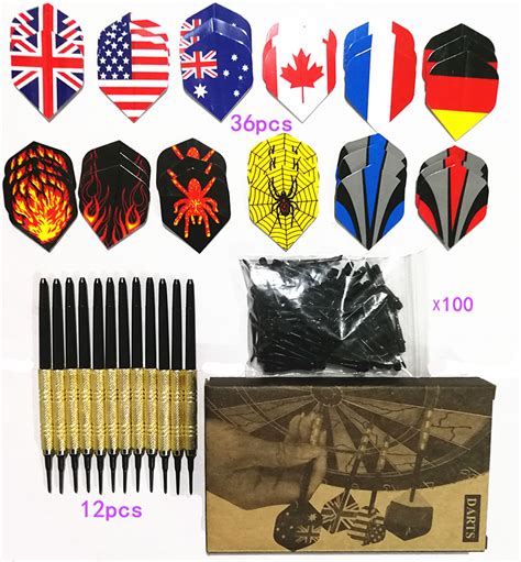 14g Soft Tip Dart Set With 12pcs Shafts 100 Extra Soft Dart Tips 36