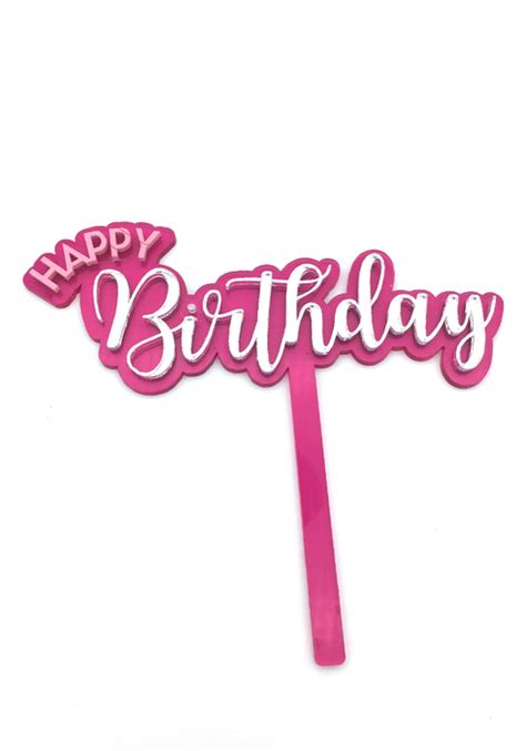 Love And Sparkles Bright Pink And Silver Happy Birthday Cake Topper Shop