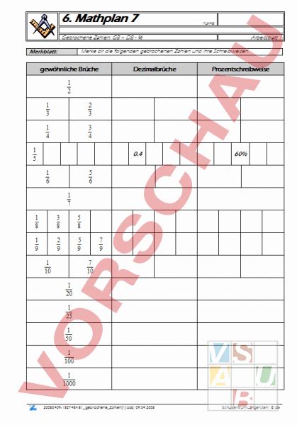 Arbeitsblatt Db Gb Prozent Mathematik Br Che Dezimalzahlen