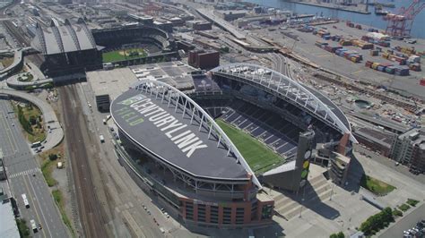 5k Stock Footage Aerial Video Orbiting Centurylink Field With Safeco