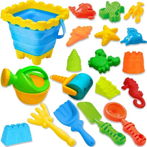 Chennyfun Kids Sand Beach Toy Set 19 Pcs Sand Toys With Foldable