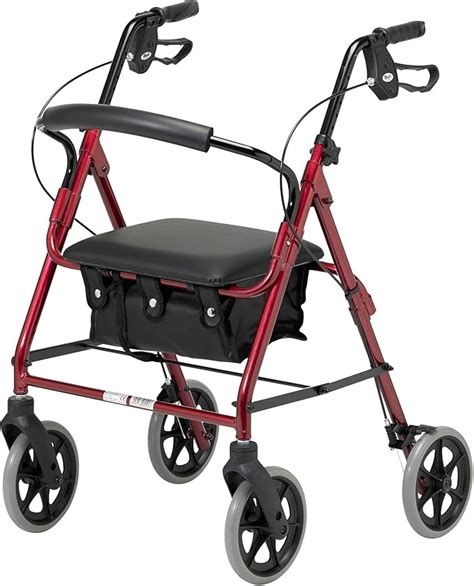 Days Lightweight Folding Four Wheel Rollator Walker With Padded Seat Lockable Brakes Ergonomic