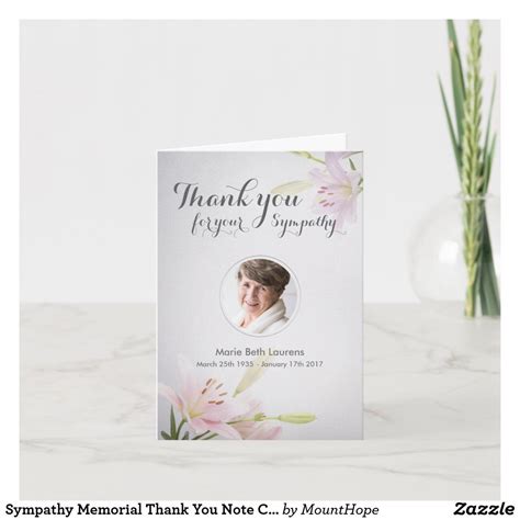 Sympathy Notes Mount Hope Funeral Thank You Memorial Cards Thank