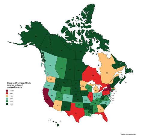 States and provinces of the US and Canada by... - Maps on the Web