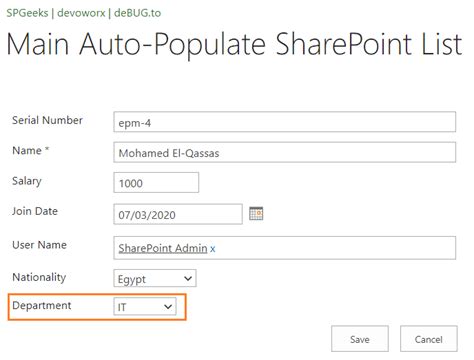 Sharepoint Auto Populate Column Based On Another Column