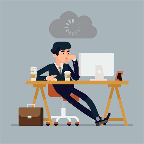 Office Worker Waiting To Get Motivated 628415 Vector Art At Vecteezy