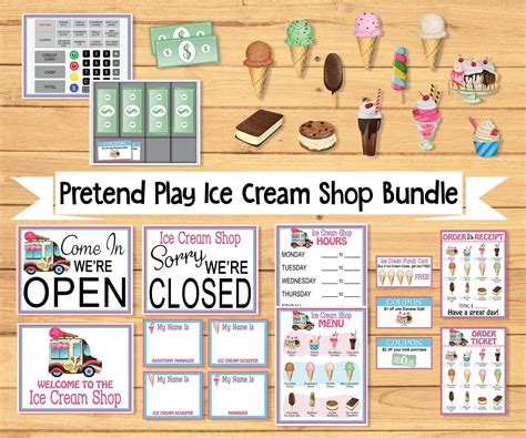 Pretend play ice cream shop printable ice cream pretend preschool