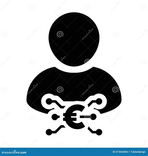 Pictogram Voor Digitaal Geld Vector Euro Valuta Symbool Met Profiel