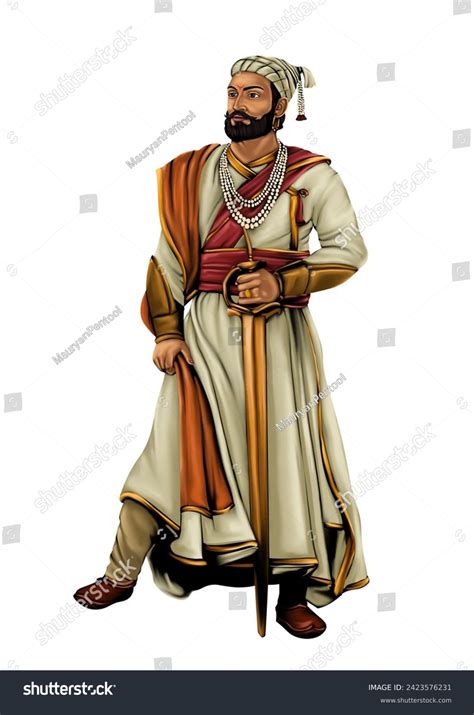 Chhatrapati Shivaji Maharaj Artwork Illustration Stock Illustration