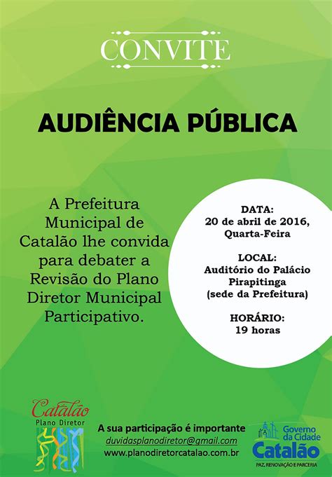 AudiÊncia PÚblica Para Debater A RevisÃo Do Plano Diretor Participativo Municipal