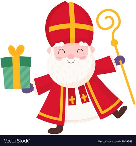 Happy And Cute Sinterklaas Or Saint Nicholas Vector Image