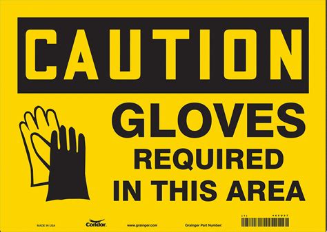 Condor Safety Sign Sign Format Traditional Osha Gloves Required In