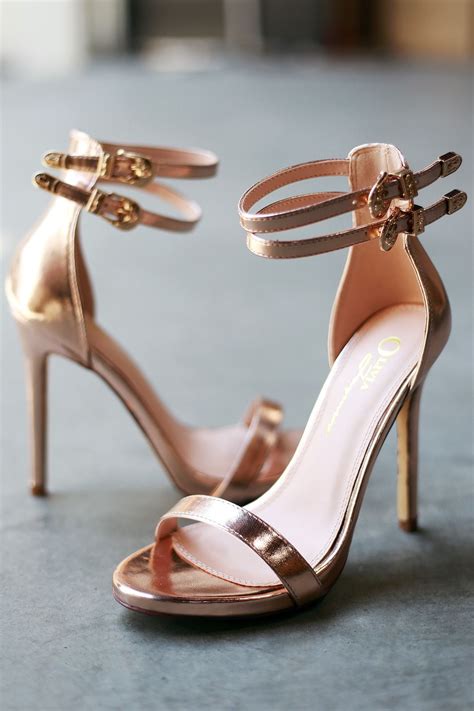 Metallic Double Ankle Strap Single Sole Stieltto Heel Heels Pumps