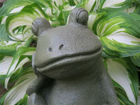 Frog Garden Statue Relaxing Concrete Frog Cement Garden Art Etsy