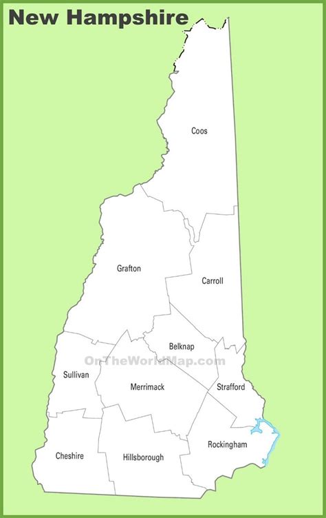 New Hampshire county map - Ontheworldmap.com