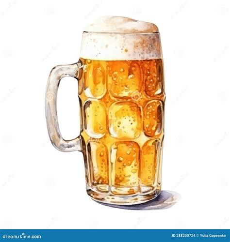 Watercolor Beer Glass Isolated Illustration Ai Generative Stock