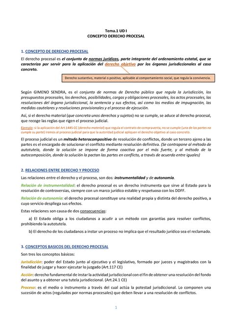 Resumen Tema Dpc Tema Tema Ud I Concepto Derecho Procesal