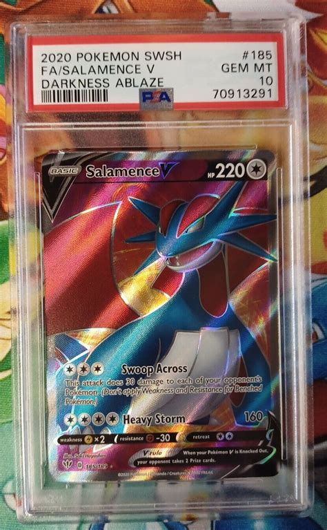 Psa Salamence V Pokemon Darkness Ablaze Full Art Values