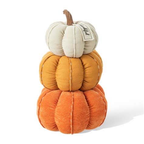 Glitzhome Inch Tall Fall Stacked Fabric Pumpkin Set Of One Kroger