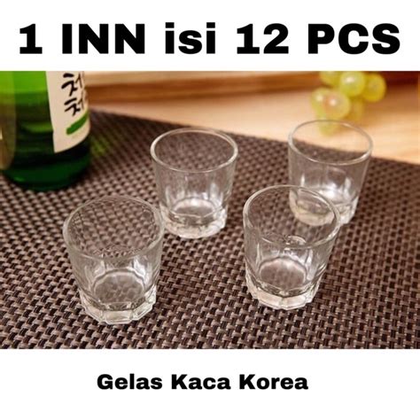 Jual Set Isi Pcs Gelas Sloki Polos Gelas Soju Korea One Shot