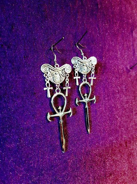 Gothic Vampire Ankh Earrings Occult Order Goth Gothic Etsy