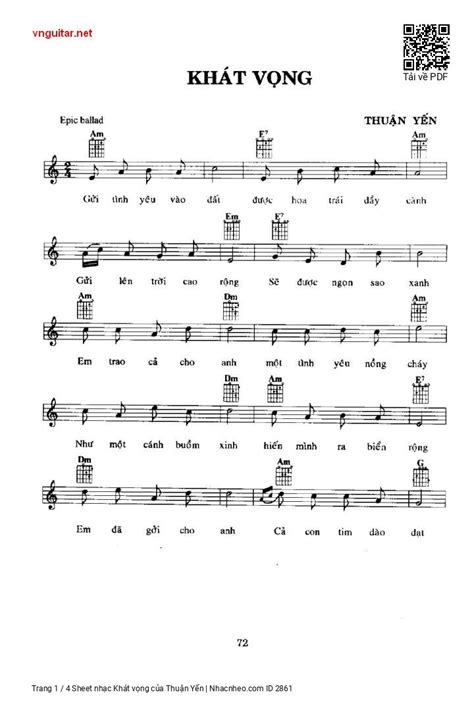 sheet khat vong  thuan yen loi hop   nhac