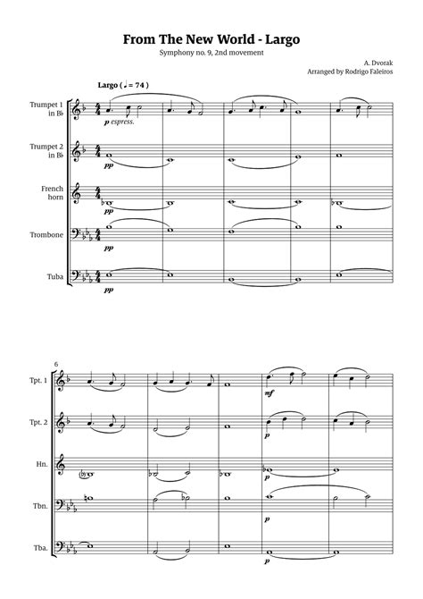 Largo 2nd Movement Of The Symphony No 9 From The New World Arr