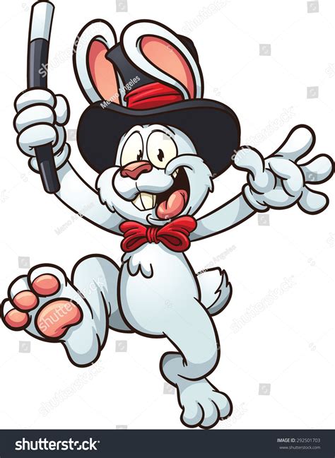 Cartoon Magic Rabbit Vector Clip Art เวกเตอร์สต็อก ปลอดค่าลิขสิทธิ์