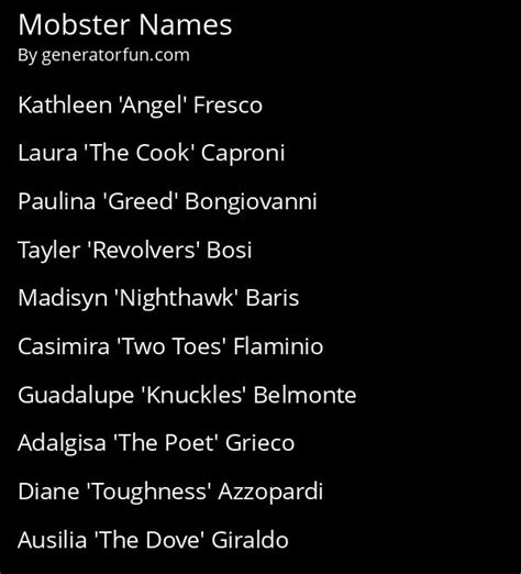 Mobster Name Generator - Generate a Random Mobster Name | Fantasy names ...