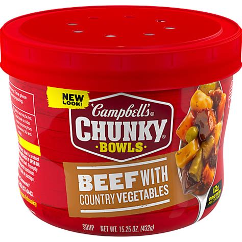 Campbells® Chunky® Soup Beef Soup With Country Vegetables 1525 Oz Microwavable Bowl Canned