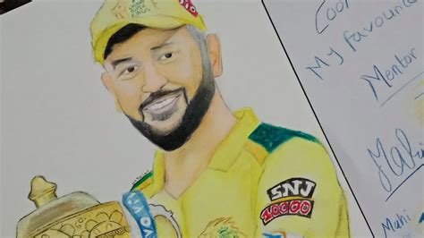 Ms Dhoni Drawing Csk Win 2021 Ms Dhoni Drawing With Oil Pastel