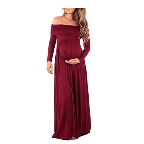 2019 Maternity Dress Photo Shoot Maxi Maternity Gown Split Front