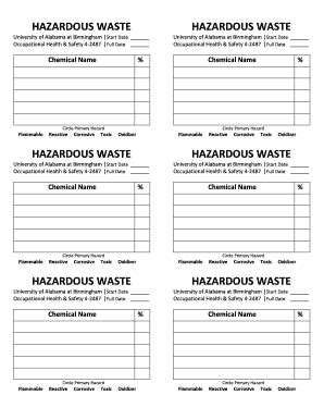 Fillable Online Hazardous Waste Label Uab Fax Email Print Pdffiller