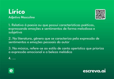 O Que Eu Lirico - Lírico - Significado e Sinônimo - escreva.ai