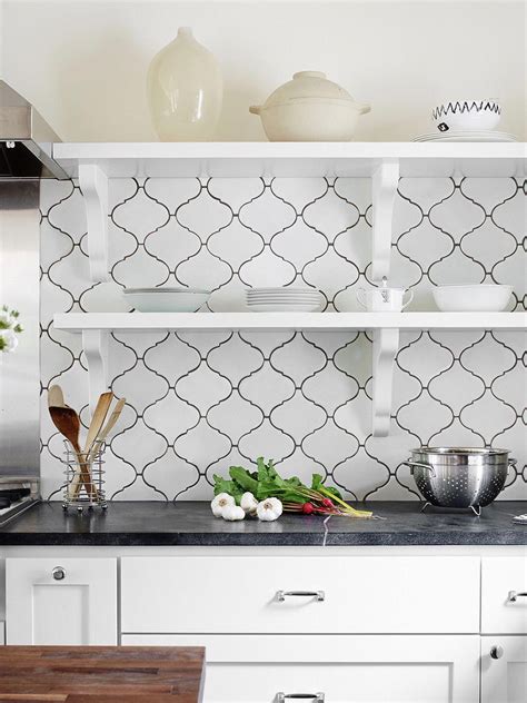 White Glazed Porcelain Arabesque Backsplash Tile Backsplash