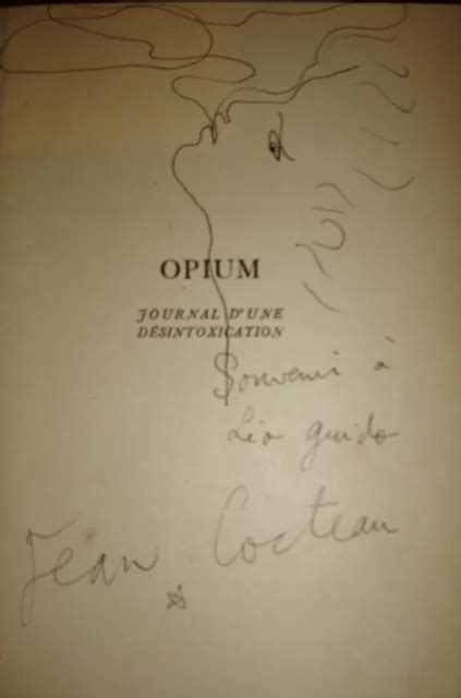 MAGNIFIQUE DESSIN SIGNE Cocteau Sur Page De Garde De Son Livre Opium