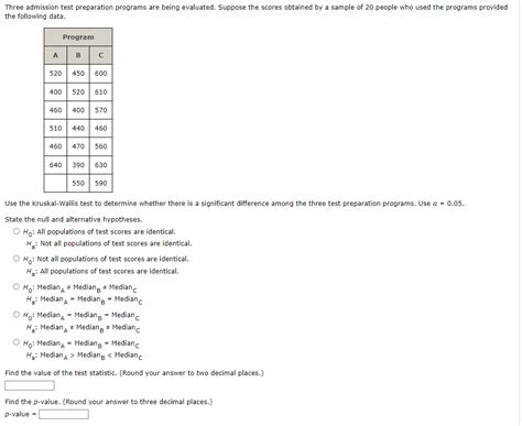 Solved Three Admission Test Preparation Programs Are Being Chegg