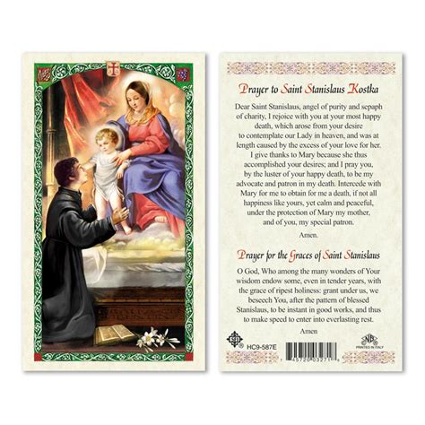 St Stanislaus Kotska Prayer Card 25pk English San Francis