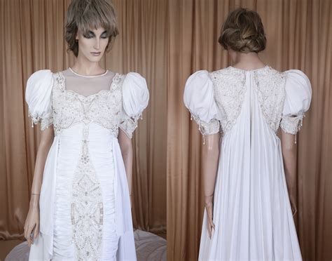 White Wedding Dress 80s Vintage Bridal Gown From 1980s Tube Style