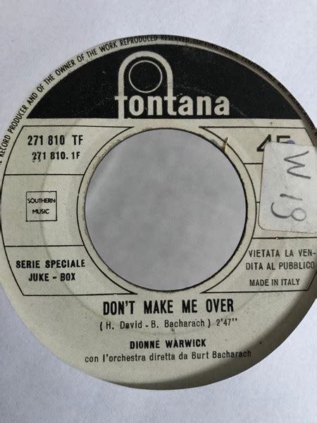 Dionne Warwick Dont Make Me Over Walk On By 1963 Vinyl Discogs