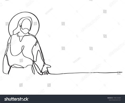 Continuous Line Drawing Jesus Drawing Simple Stock Vector (Royalty Free ...