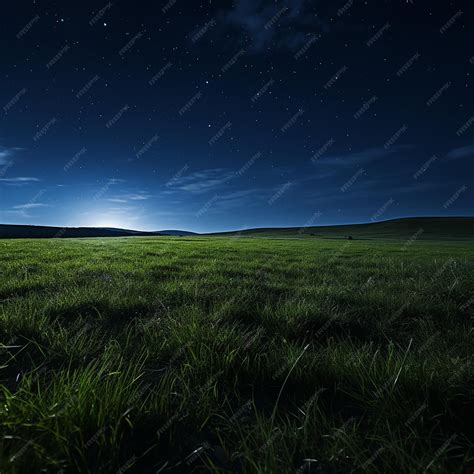 Premium Photo Nocturnal Serenity Minimalist Grassland Night