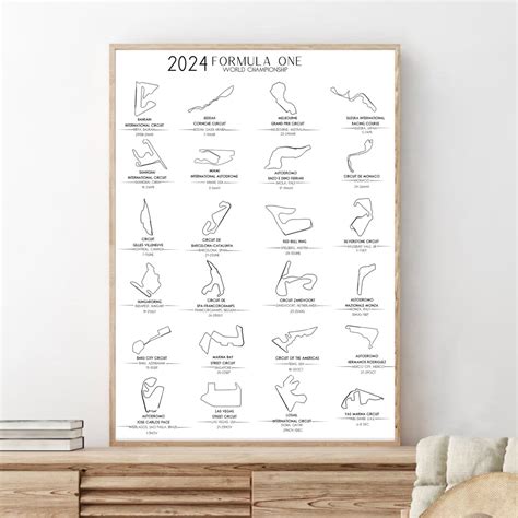 2024 Formula 1 F1 Grand Prix Schedule Calendar Race Poster Formula 2024 ...