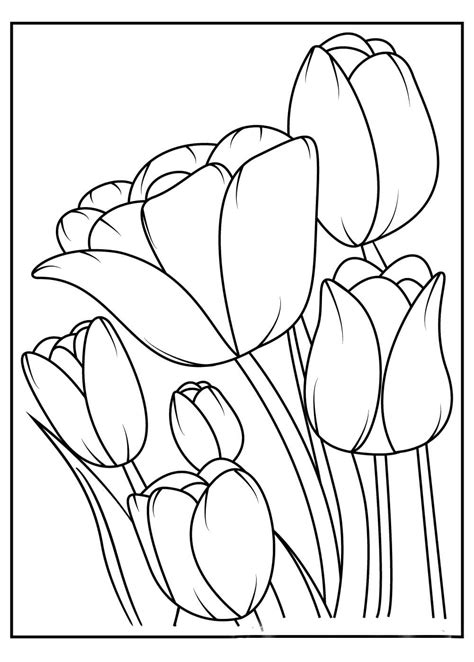 Seis Tulipanes Para Colorear Imprimir E Dibujar Coloringonly