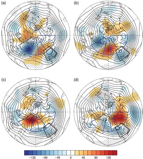 Composite Z500 Contours M And Associated Anomalies Shading At The