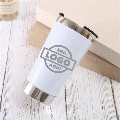 Copo Térmico Longa Duração Aço inox C Tampa Abridor 473ml Elo7